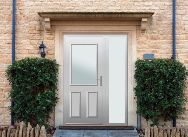 Baker - Aluminium Agate Grey Front Door - With Sidelight