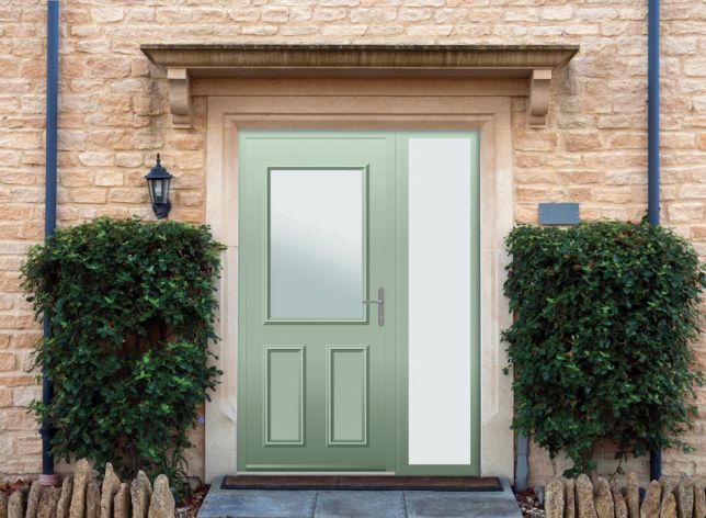 Baker - Aluminium Cotswold Green Front Door - With Sidelight