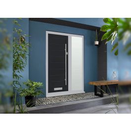 Vufold Monza Composite 1.59m Black Front Door With Single Sidelight