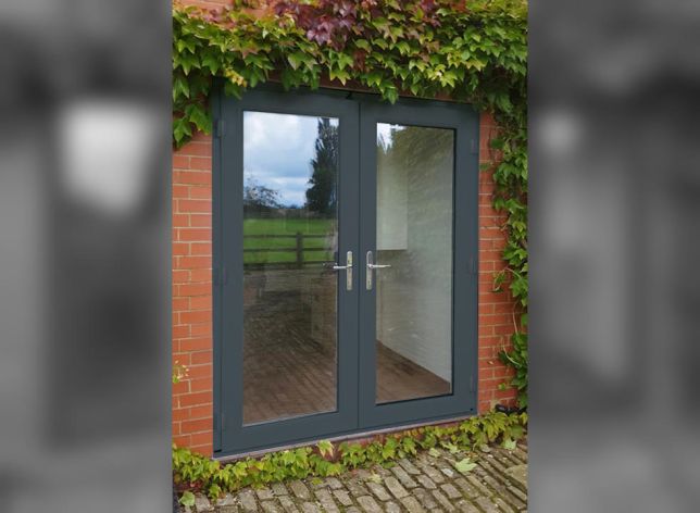 1.5M Grey/White UPVC French Doors