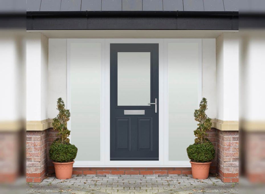 Vufold Lytham Composite 1.94m Grey Front Door With Double Sidelights