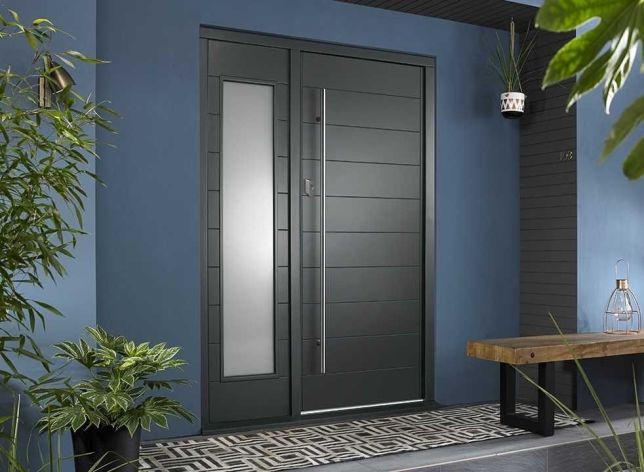 Oslo Grey Front Door with 457mm Sidelight