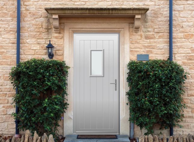Abbey Rectangle Agate Grey Aluminium Front Door
