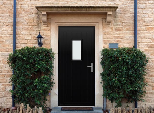 Abbey Rectangle Black Aluminium Front Door