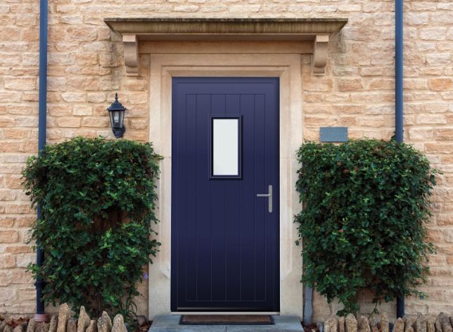 Abbey Rectangle Cobalt Blue Aluminium Front Door