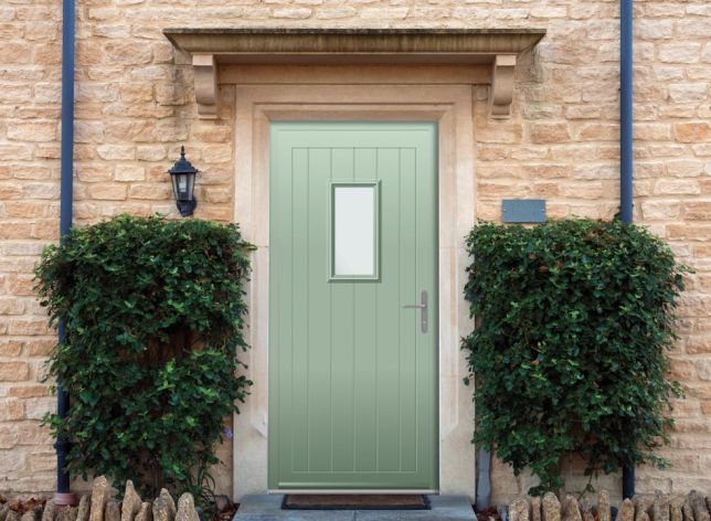 Abbey Rectangle Cotswold Green Aluminium Front Door