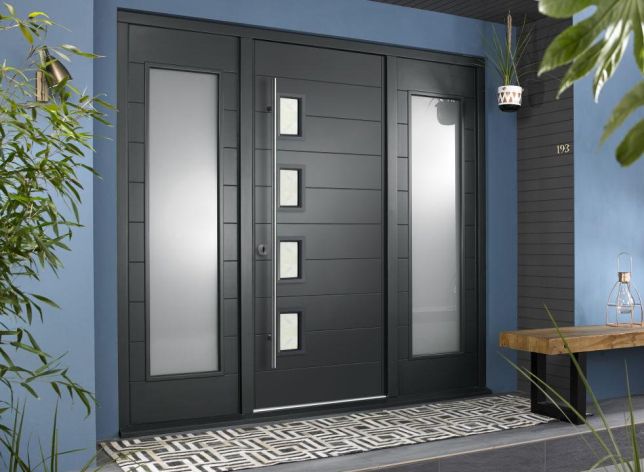 Bergen Grey Front Door with Sidelights