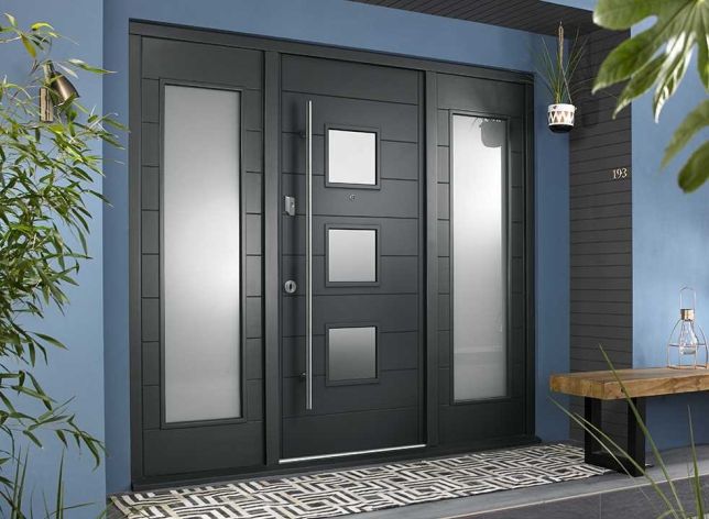 Malmo Grey Front Door with Sidelights
