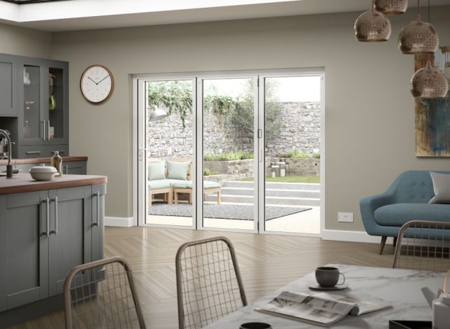 Closed Status 3.0m White Aluminium Double Glazed Bifold doors