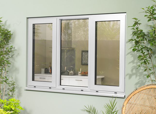 Outside view - Aluminium White Triple Window 1770mm x 1050mm