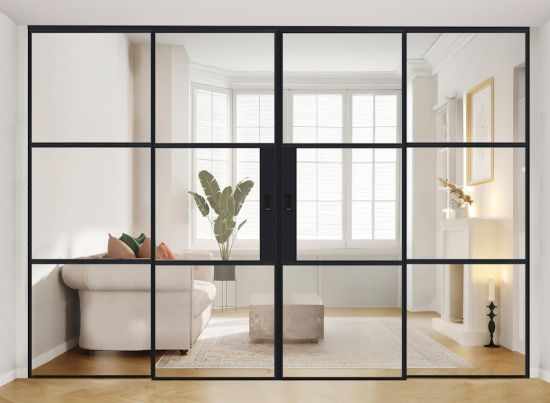 AluSpace 3600x2384 Black 2 Moving 2 Fixed Sliding Door