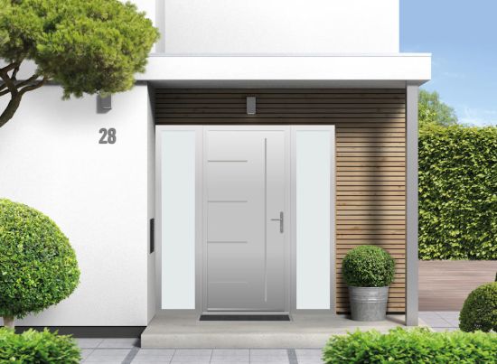 Grainger - Aluminium Agate Grey Front Door - With Double Sidelight