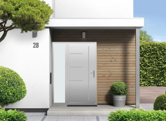 Grainger - Aluminium Agate Grey Front Door - With Sidelight