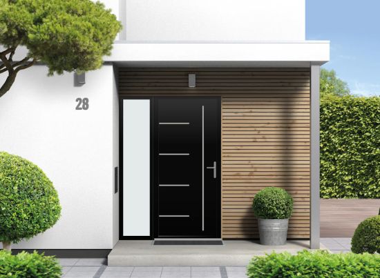 Grainger - Aluminium Black Front Door - With Sidelight