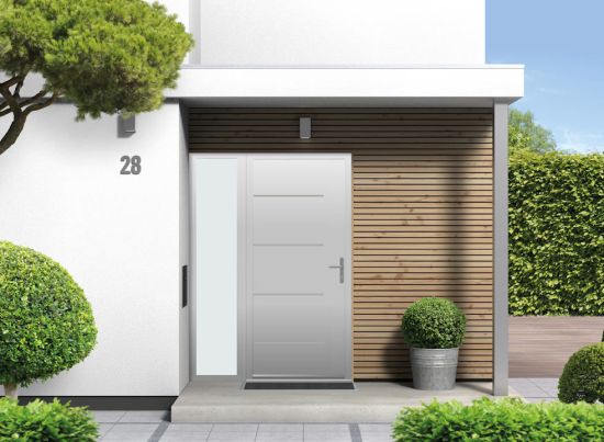 Picton - Aluminium Agate Grey Front Door - With Sidelight