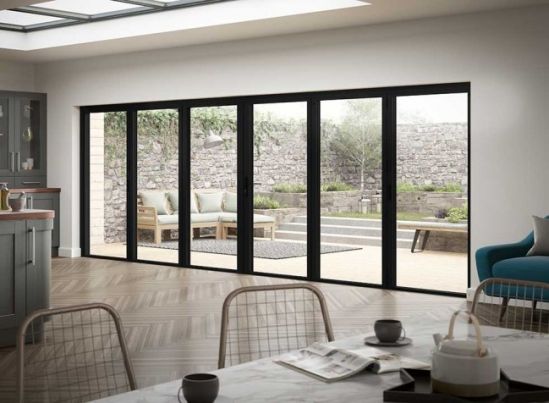 Closed Status 6.0m Black Aluminium Double Glazed Bifold doors