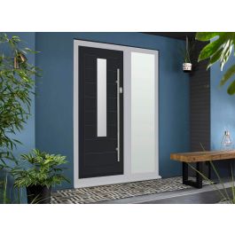 Vufold Monaco Composite 1.44m Black Front Door With Single Sidelight