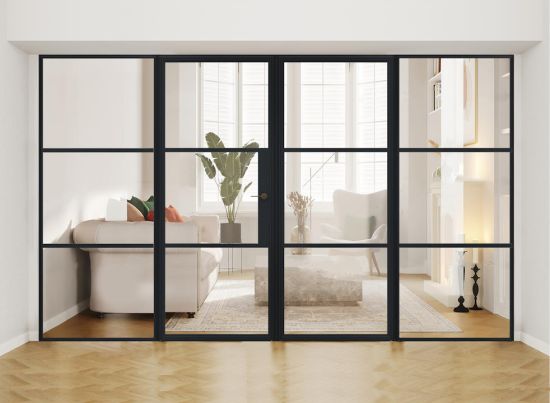Aluspace 3.0m black aluminium French door set with 2 sidelights Aluspace 3.0m black aluminium French door set with 2 sidelights