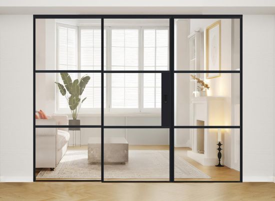 AluSpace 3600x2084 Black 1 Moving 2 Fixed Sliding Door