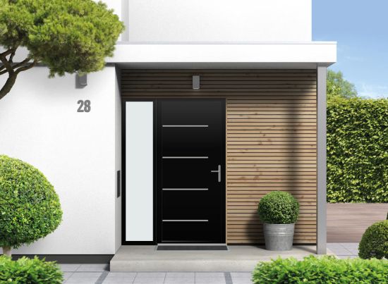 Picton - Aluminium Black Front Door - With Sidelight