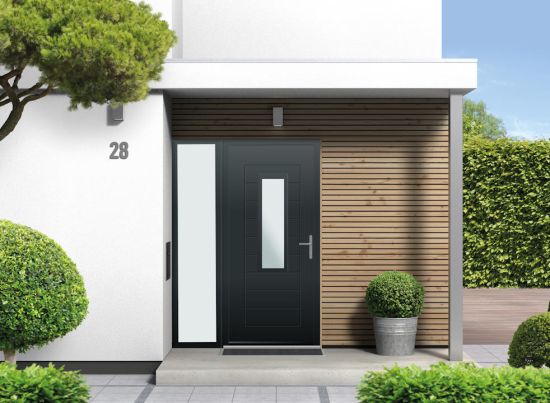Portobello Half Glazed - Aluminium Anthracite Grey Front Door - With Sidelight