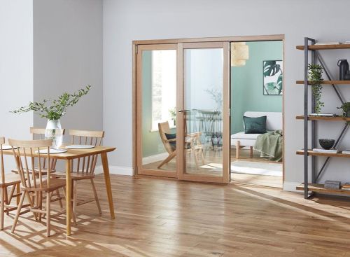 Finesse 2.4m (approx 8ft) Oak Internal Bifold Doors - With bottom track
