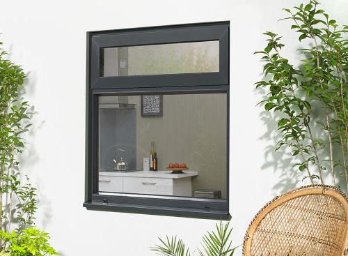 Outside view - Aluminium Grey Window Top Opener 915mm x 1200mm