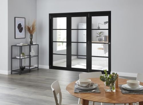 Fully Closed - Urban Edge 1.8m (approx 6ft) Oak Internal Bifold Doors - With bottom track