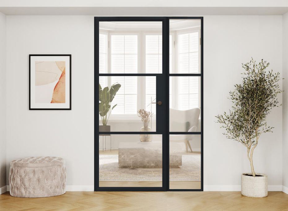 AluSpace 1045mm x 2084mm Black Single Door And Sidelight main product photo