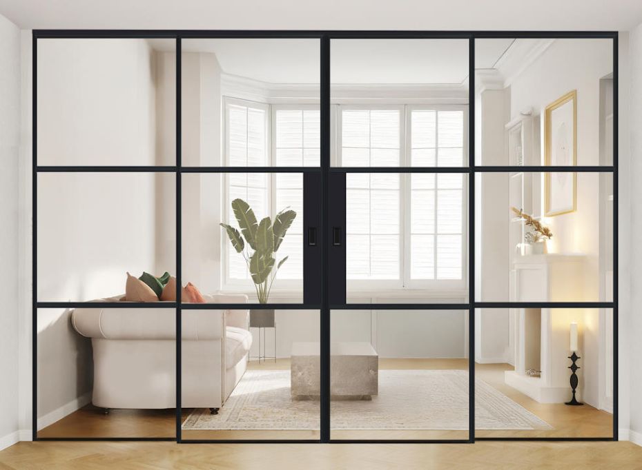 AluSpace 3600x2384 Black 2 Moving 2 Fixed Sliding Door main product photo