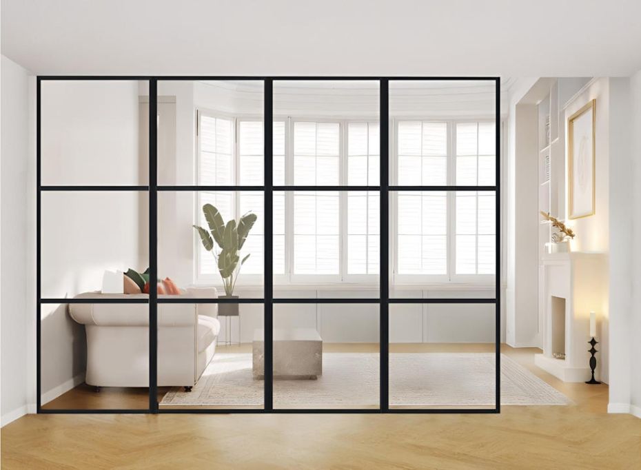 AluSpace 3600x2384 Black Fixed Tall Quad Screen main product photo