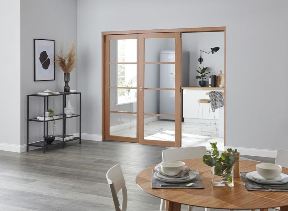 Edge 2.7m (approx 9ft) Oak Internal Bifold Doors - no track main product photo
