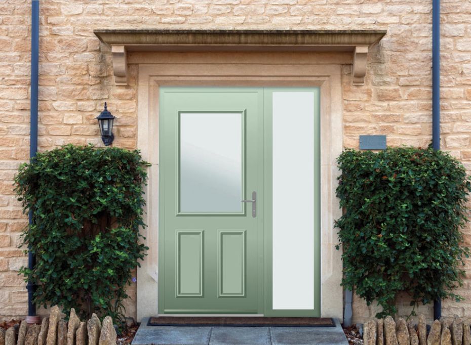 Baker - Aluminium Cotswold Green Front Door - With Sidelight main product photo