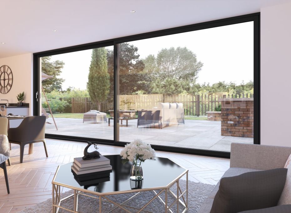 Status 3.6m (approx 12ft) Black Sliding Door - Double Glazed main product photo