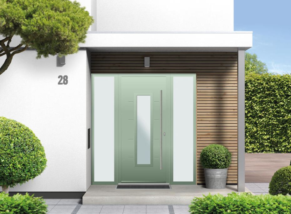 Carnaby - Aluminium Cotswold Green Front Door - With Double Sidelight main product photo