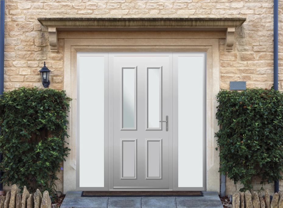 Harley - Aluminium Agate Grey Front Door - With Double Sidelight main product photo