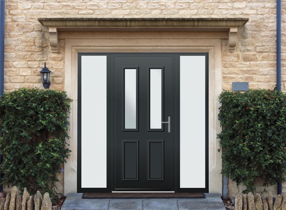 Harley - Aluminium Anthracite Grey Front Door - With Double Sidelight main product photo