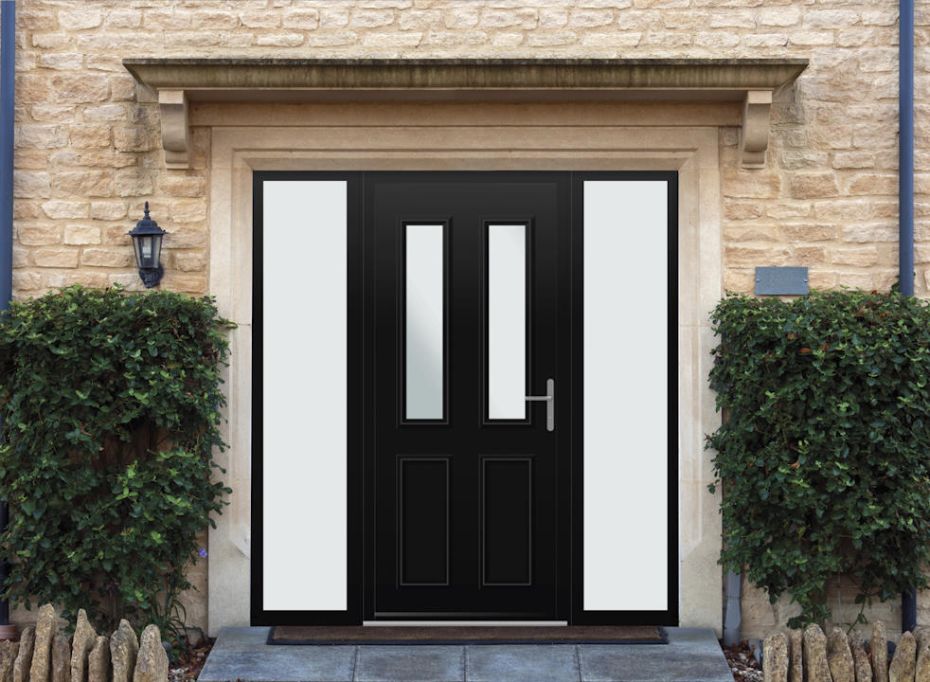 Harley - Aluminium Black Front Door - With Double Sidelight main product photo