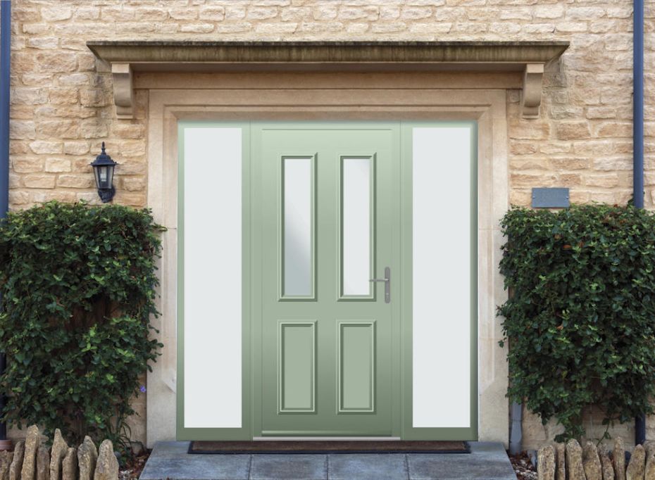 Harley - Aluminium Cotswold Green Front Door - With Double Sidelight main product photo