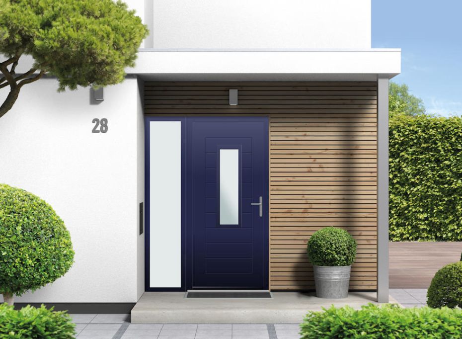 Portobello Half Glazed - Aluminium Cobalt Blue Front Door - With Sidelight main product photo