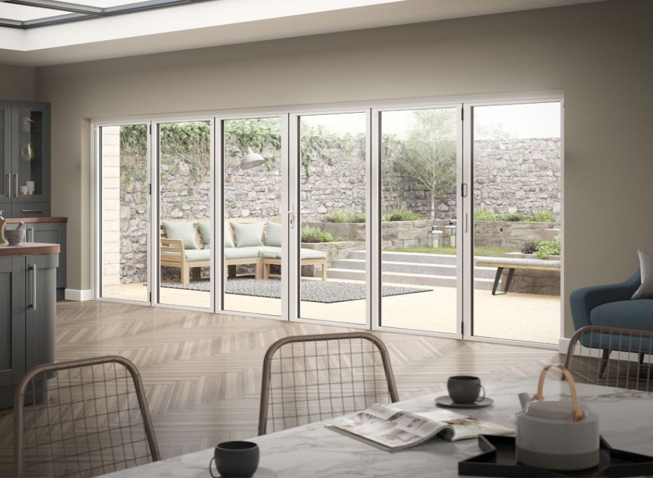 Status 4.8m White Aluminium 6 Bifold doors main product photo