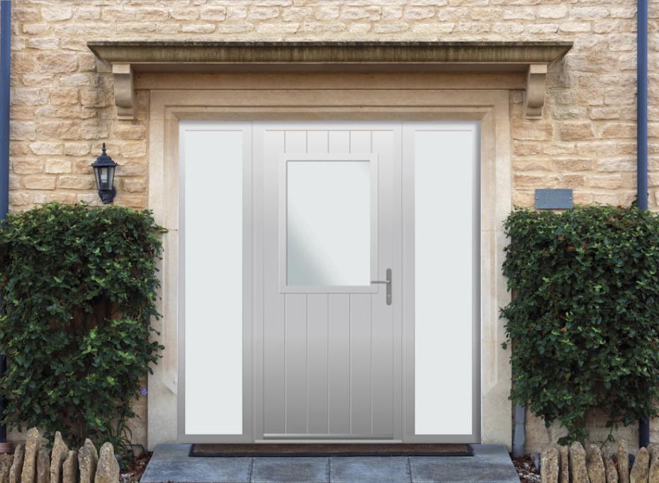 Woodchester - Aluminium Agate Grey Front Door - With Double Sidelight main product photo