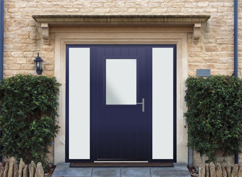 Woodchester - Aluminium Cobalt Blue Front Door - With Double Sidelight main product photo