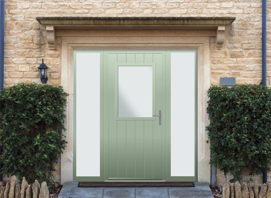 Woodchester - Aluminium Cotswold Green Front Door - With Double Sidelight main product photo