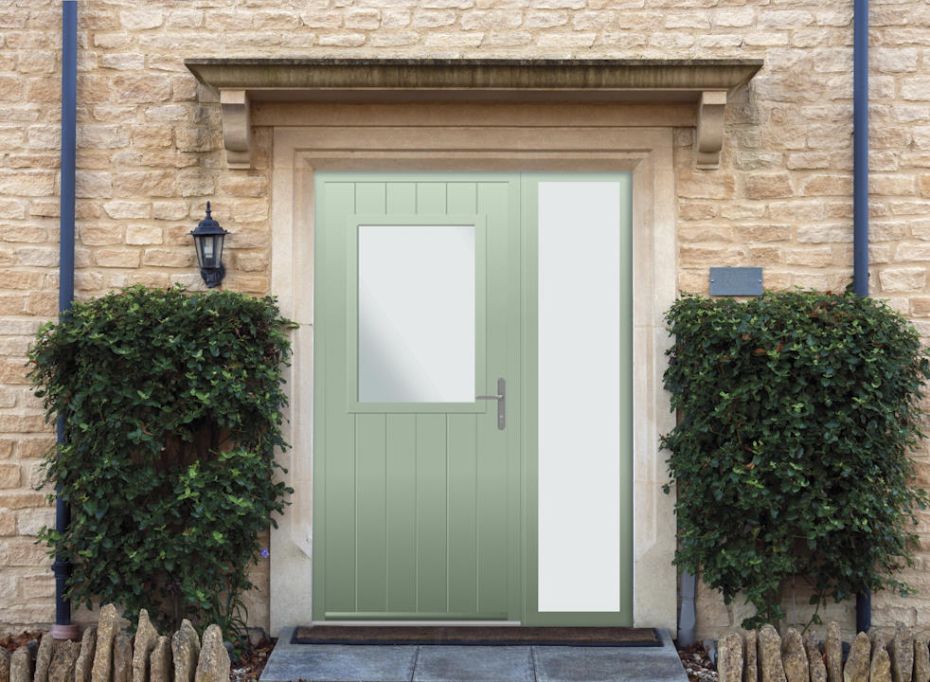 Woodchester - Aluminium Cotswold Green Front Door - With Sidelight main product photo