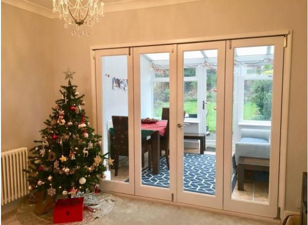  Side Closed Inspire 2.4M Internal Bifold Doors painted white 