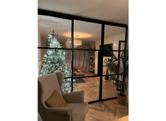 2.7m Black Aluspace Sliding Door - 2 Fixed 1 Sliding - Closed