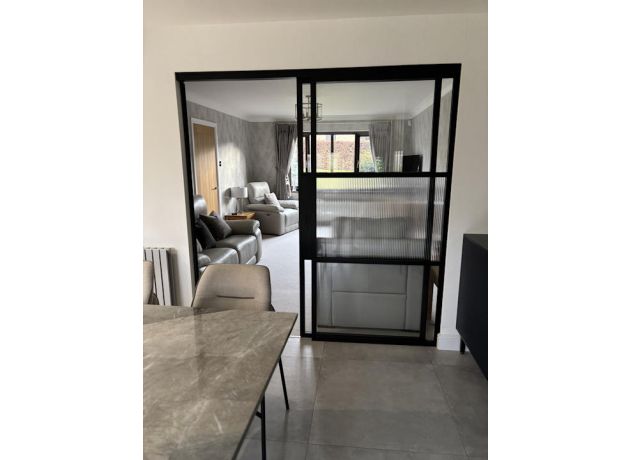 2m Aluspace Sliding Door With Reeded Glass - Open