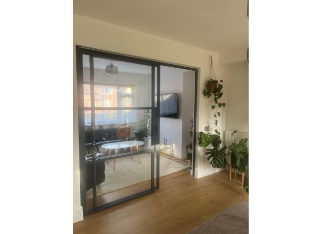 2.1m Aluspace Sliding Door - 1 Fixed 1 Sliding - Open