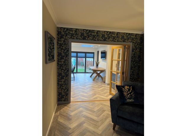 2.1m Edge Oak internal bi-folds - Open